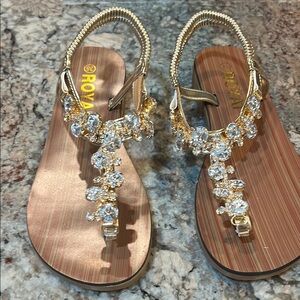 Gold and Silver Crystal Sandals